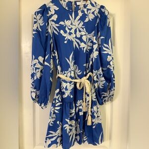 ALEXIS for Target - SIZE XS - Blue Floral Long Sleeve Rope Belt Dress